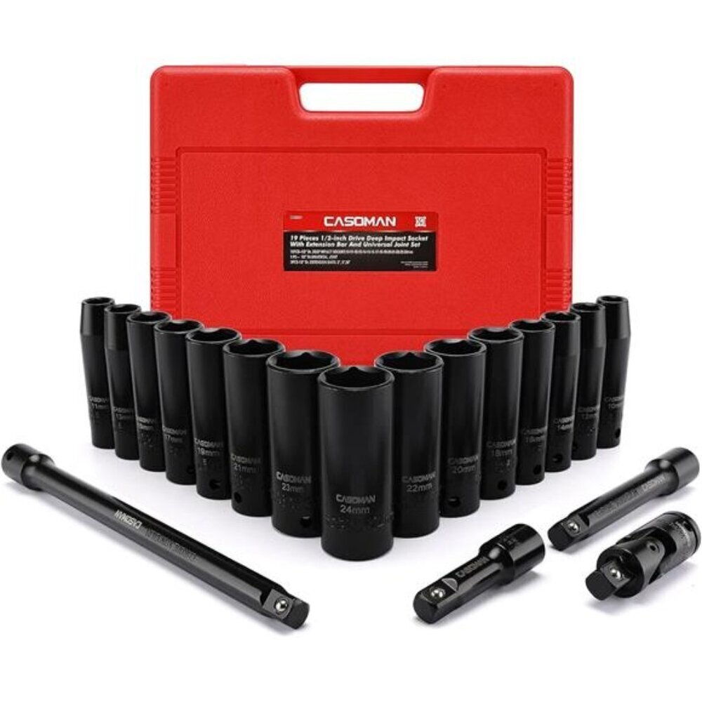Heavy Duty Impact Socket Set 1/2-Inch Drive 19pc Metric